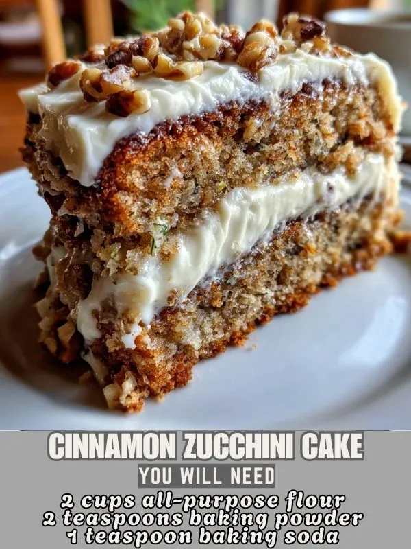 Moist Cinnamon Zucchini Cake with Tangy Cream Cheese Frosting and Warm Spices - main view